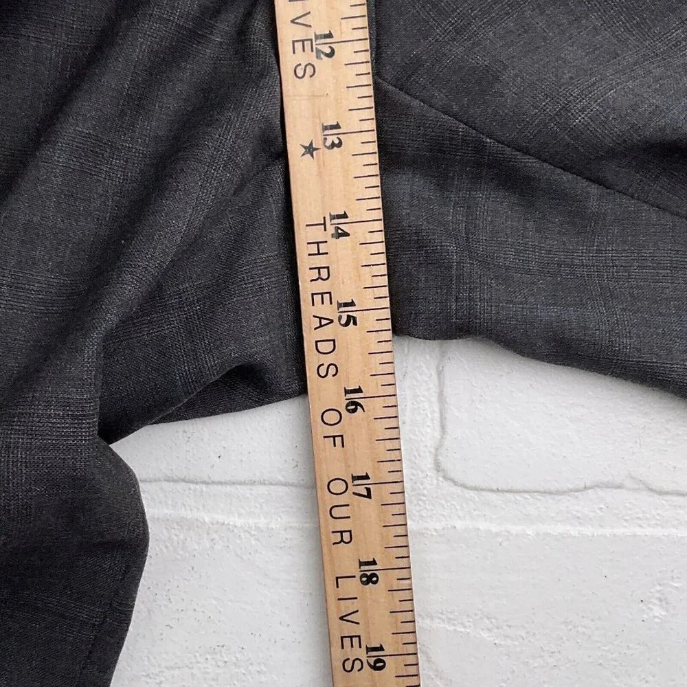 Calvin Klein‎ Suit Men 44 38Wx32L Gray Blue Plaid Wool Union Canada